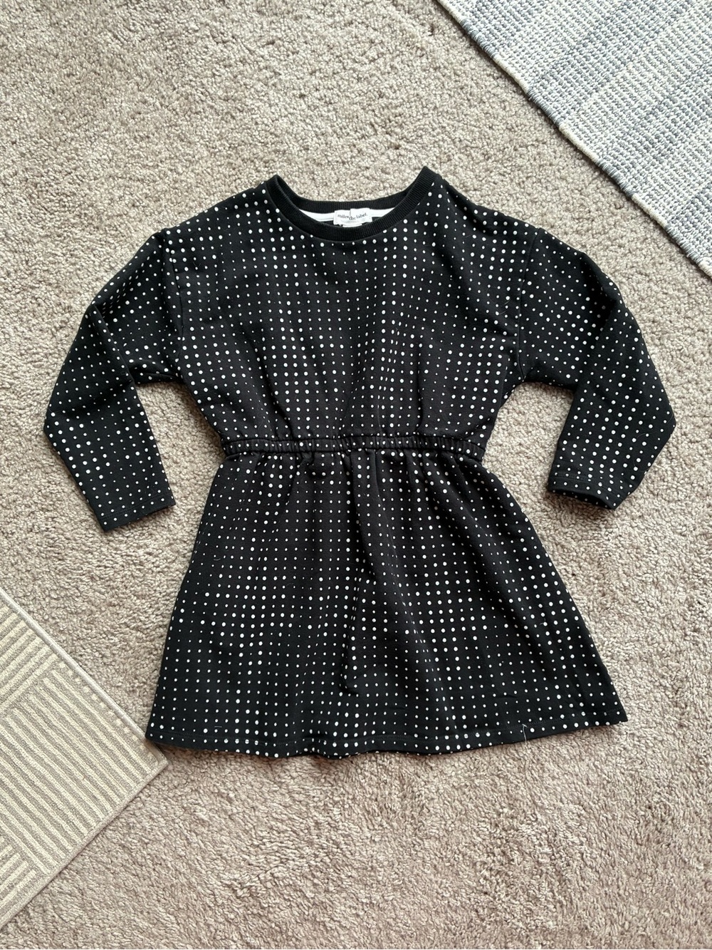 Miles the Label Black Polka Dot Long-Sleeve Casual Sweater Dress for Girls